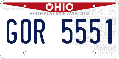 OH license plate GOR5551