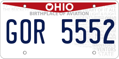 OH license plate GOR5552