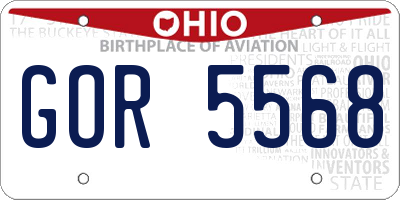 OH license plate GOR5568