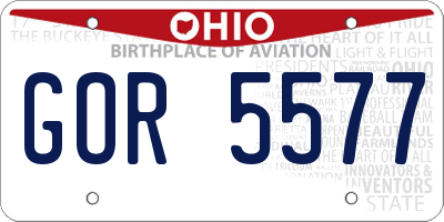 OH license plate GOR5577
