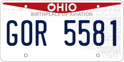 OH license plate GOR5581