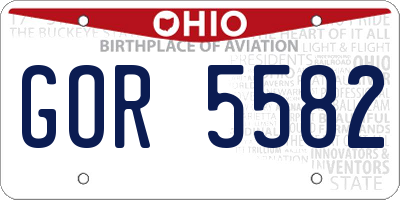 OH license plate GOR5582