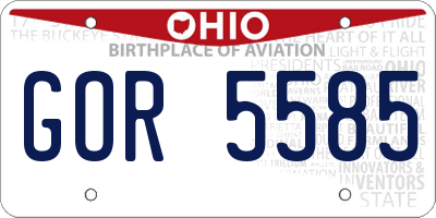 OH license plate GOR5585