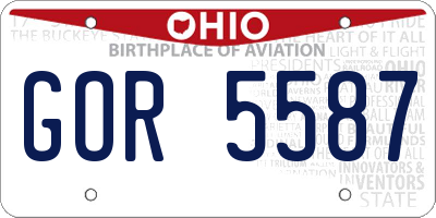 OH license plate GOR5587
