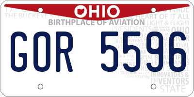 OH license plate GOR5596