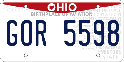 OH license plate GOR5598