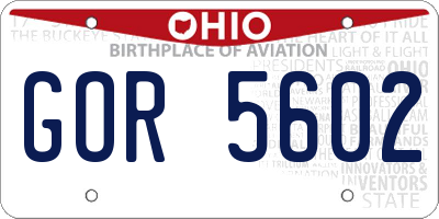 OH license plate GOR5602