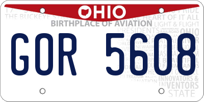 OH license plate GOR5608