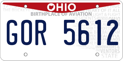 OH license plate GOR5612