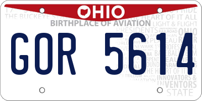 OH license plate GOR5614