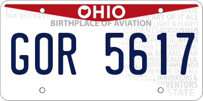 OH license plate GOR5617