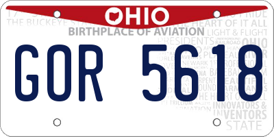 OH license plate GOR5618