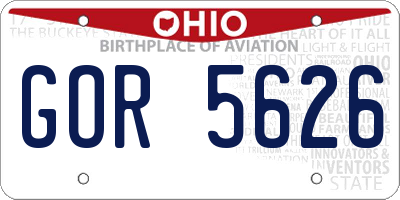 OH license plate GOR5626
