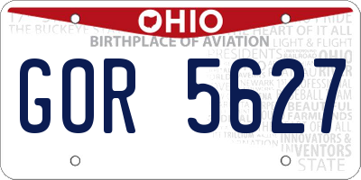 OH license plate GOR5627