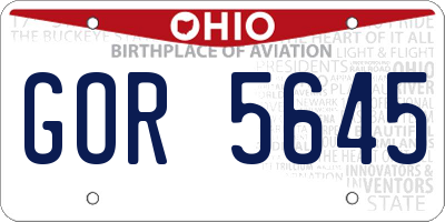 OH license plate GOR5645