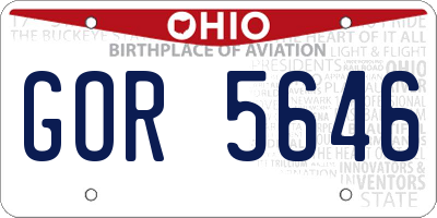 OH license plate GOR5646