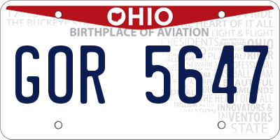 OH license plate GOR5647
