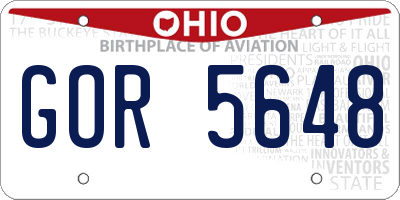 OH license plate GOR5648