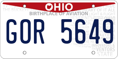 OH license plate GOR5649