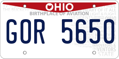 OH license plate GOR5650