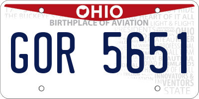OH license plate GOR5651