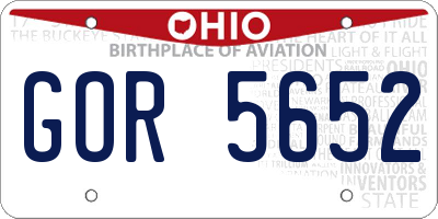 OH license plate GOR5652