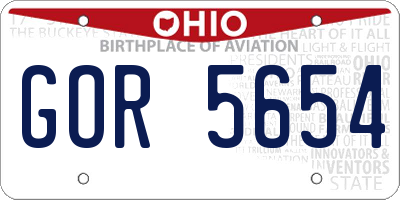 OH license plate GOR5654