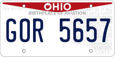 OH license plate GOR5657