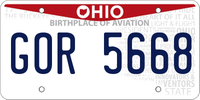 OH license plate GOR5668