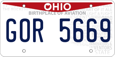OH license plate GOR5669