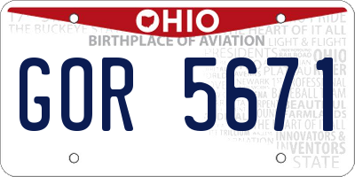 OH license plate GOR5671