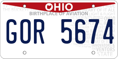 OH license plate GOR5674