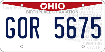 OH license plate GOR5675