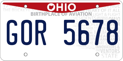 OH license plate GOR5678