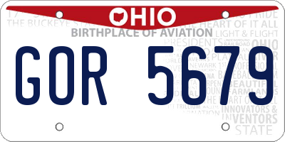 OH license plate GOR5679