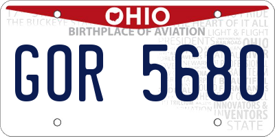 OH license plate GOR5680