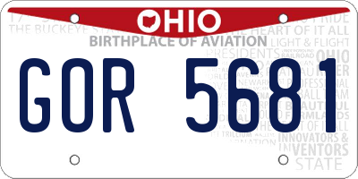 OH license plate GOR5681
