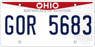 OH license plate GOR5683