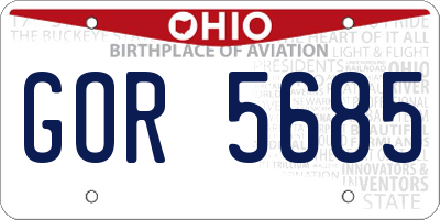 OH license plate GOR5685