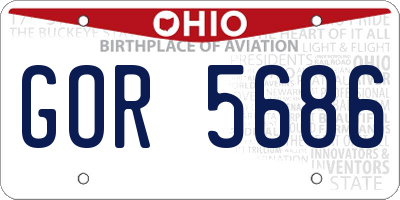OH license plate GOR5686