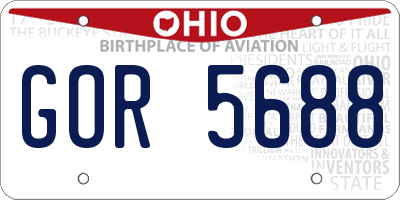 OH license plate GOR5688