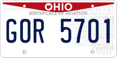 OH license plate GOR5701