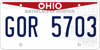 OH license plate GOR5703