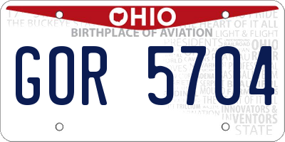 OH license plate GOR5704
