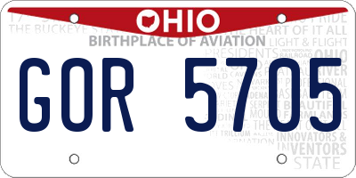 OH license plate GOR5705