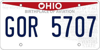 OH license plate GOR5707