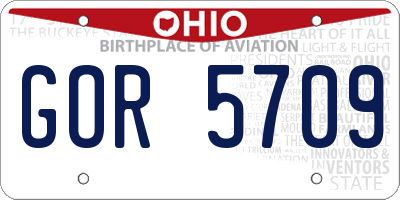 OH license plate GOR5709