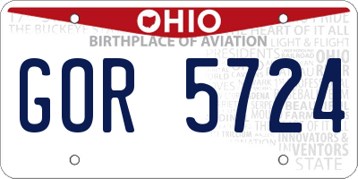 OH license plate GOR5724