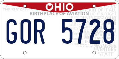OH license plate GOR5728