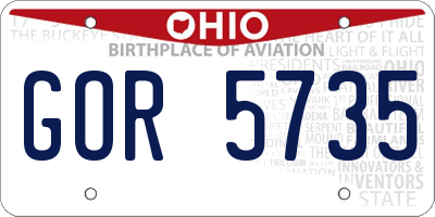 OH license plate GOR5735